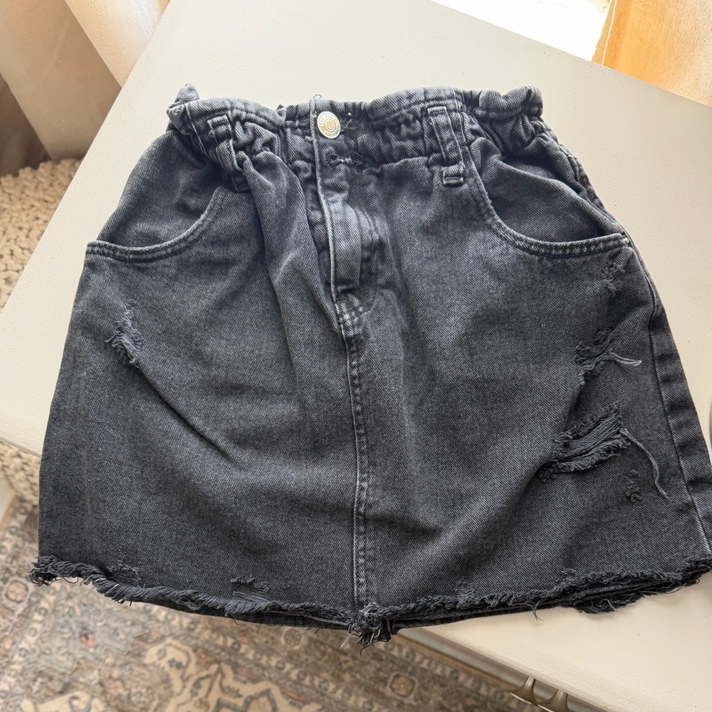 Zara Black Distressed Mini Skirt